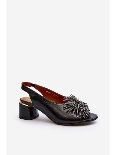 Кожени сандали на триъгълен ток Laura Messi 2595 Кафяви