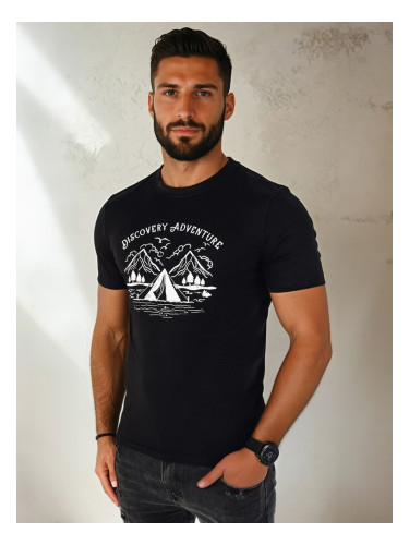 Koszulka męska z nadrukiem czarna Dstreet