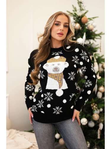 Christmas sweater with bear black
