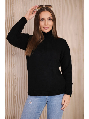 Black sweater with high neckline