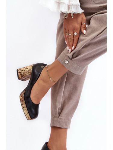 Стилни кожени помпи Laura Messi 2599 черни