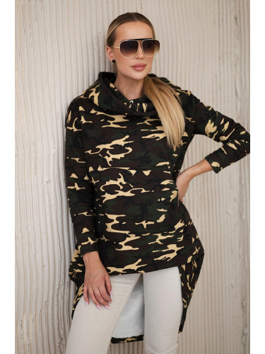 Sweatshirt with long back camo khaki+brown