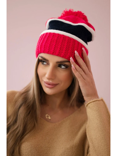 Women's cap Kinga K297 pink neon + navy blue