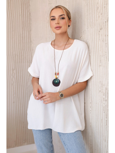 Oversized blouse with pendant light beige