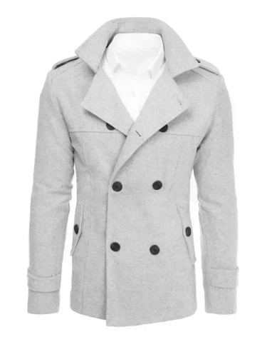 Płaszcz męski dwurzędowy jasnoszary Dstreet