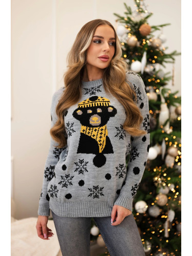 Christmas sweater with bear gray