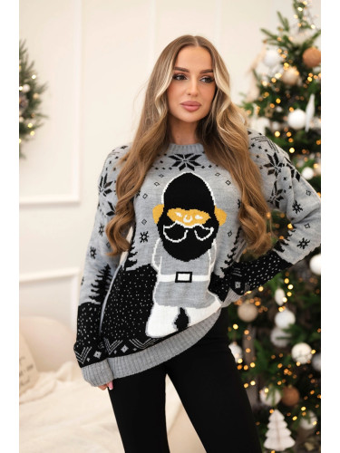 Christmas sweater with Santa Claus gray