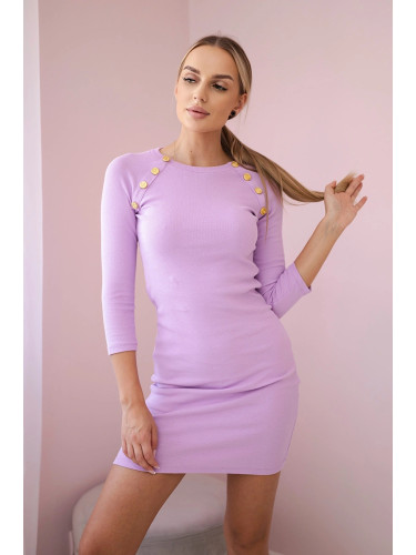 Dress with decorative buttons in purple color