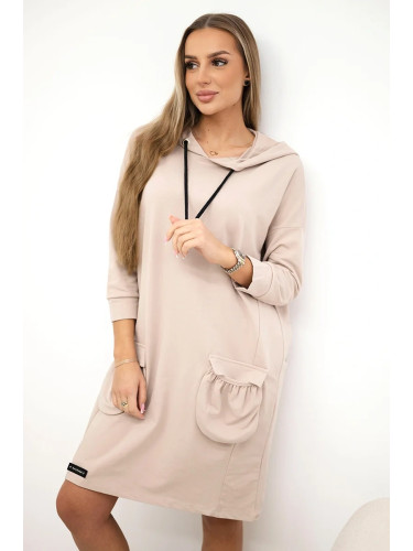 Beige dress with hood