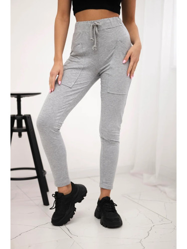Sweatpants with waist tie gray