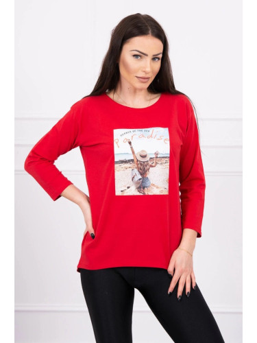 Blouse with Paradise red print