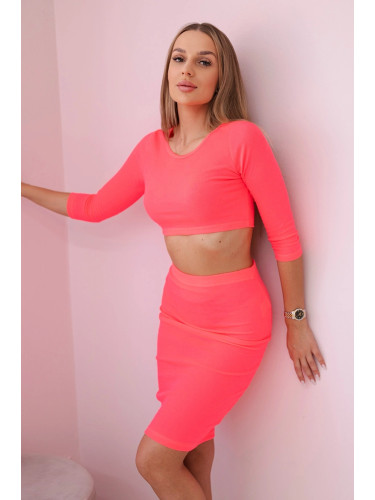 Set of blouses with pink neon skirt