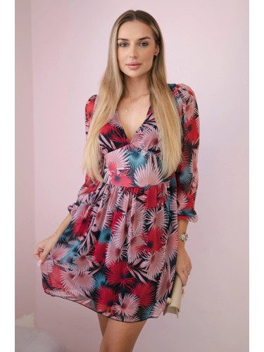 Airy dress with a floral motif in black