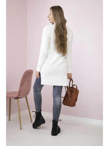 Sweater with stand-up collar ecru