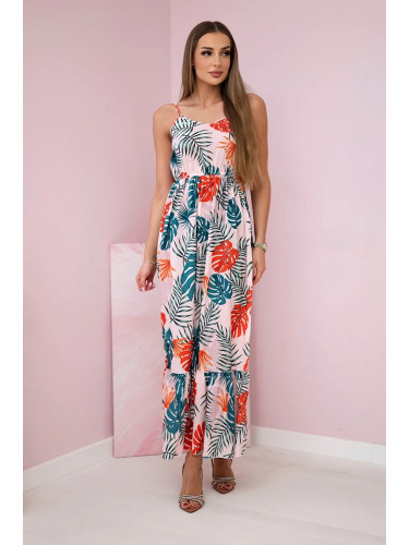 Dress with leaf motif powder pink