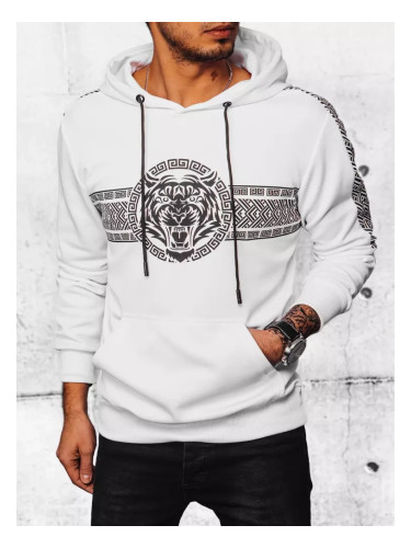 Bluza męska z kapturem i nadrukiem biała Dstreet