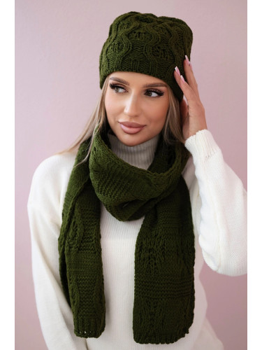 Women's set with scarf Michalina K415 khaki