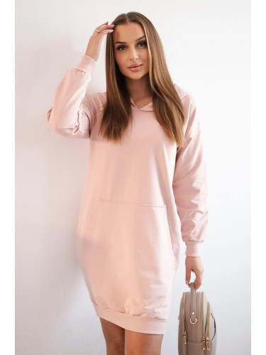 Dark powder pink dress with a hood