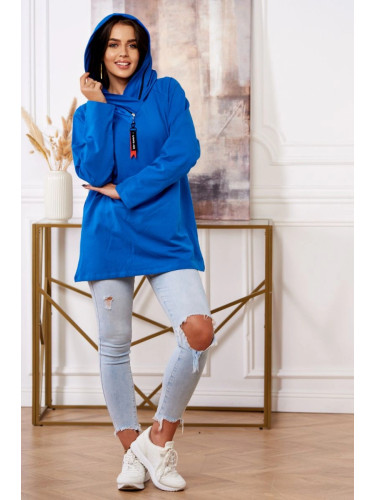 Tunic with zipper on hood Oversize mauve - blue