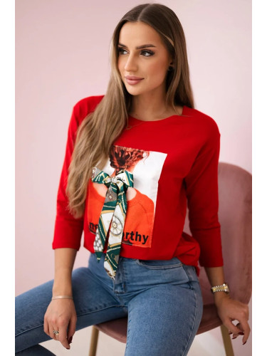 Blouse with 3D graphics Remarkable red