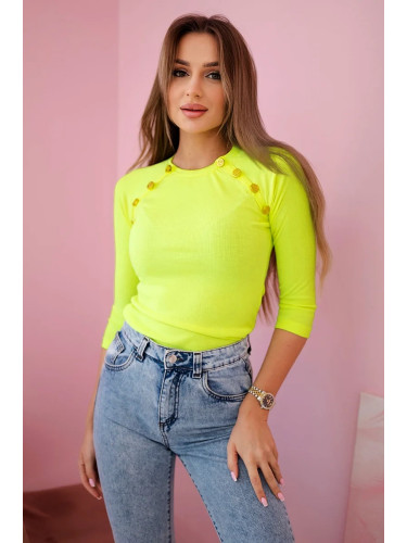 Blouse with decorative buttons yellow neon