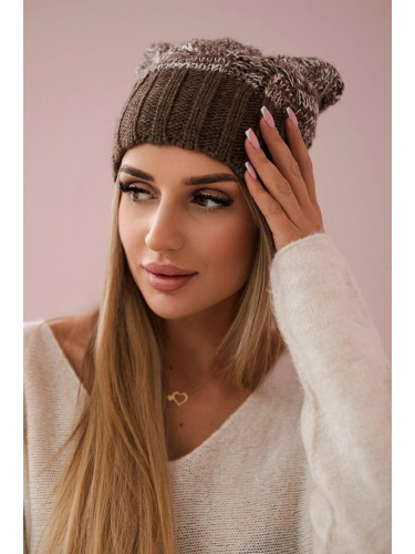 Kesi Cap with fleece Paryż K213 brown+ecru