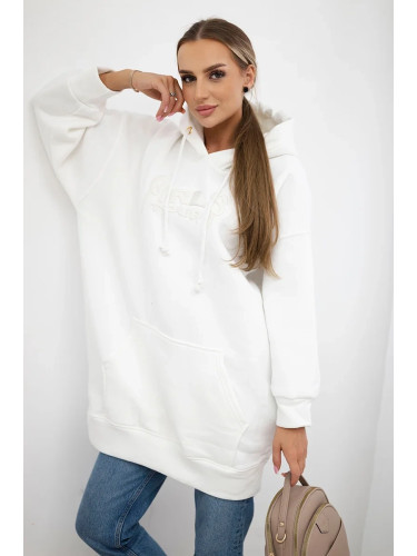 Insulated sweatshirt with embroidered oversize ecru inscription