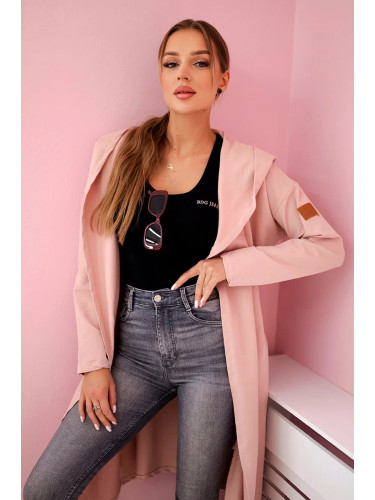 Long hooded cardigan dark powder pink