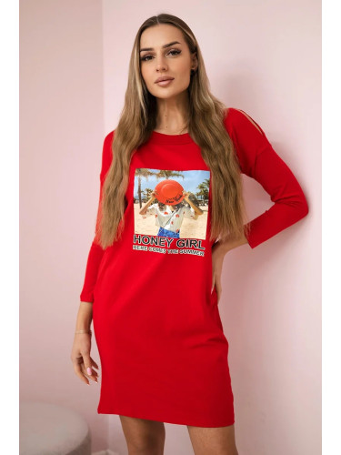 Honey girl red print dress