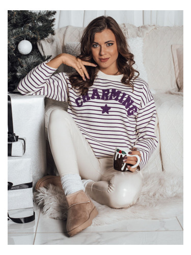 DStreet Sweter damski AURORA w paski ecru-fioletowy
