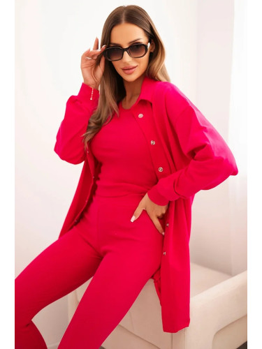 3-piece set of sweatshirt, top and leggings in fuchsia color