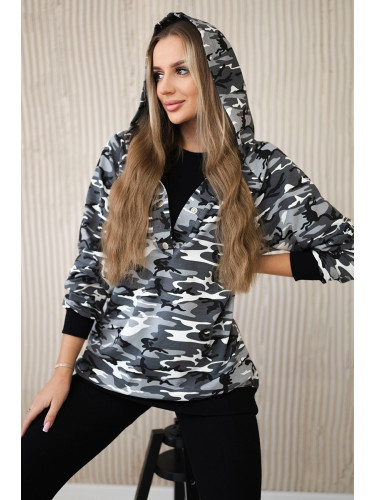 3-piece MOOR set of sweatshirt, top and leggings gray + black
