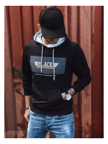 Bluza męska z nadrukiem czarna Dstreet