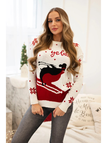 Ecru sweater with Christmas motif