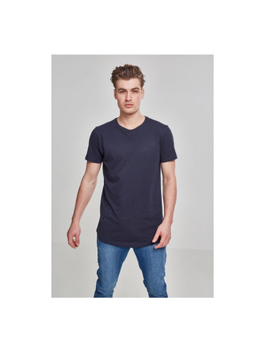 Shaped long T-shirt in a navy design