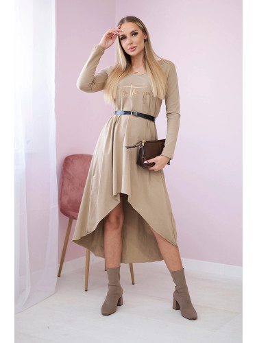 Dress with decorative belt and camel inscription