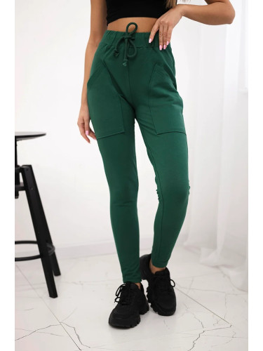Sweatpants with waist tie dark green