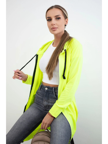 Dress with hood and hood yellow neon color