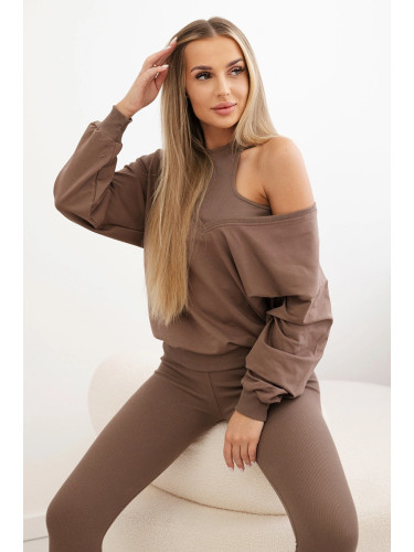 3-piece set sweatshirt + top + mocca leggings