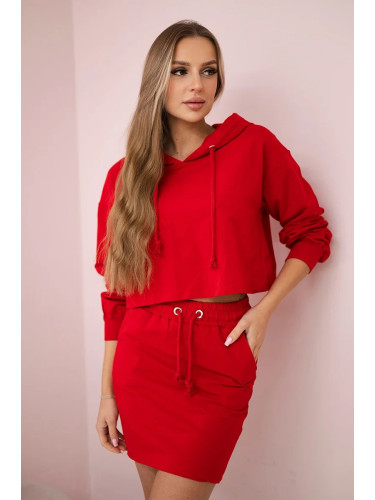Set of sweatshirt with red skirt