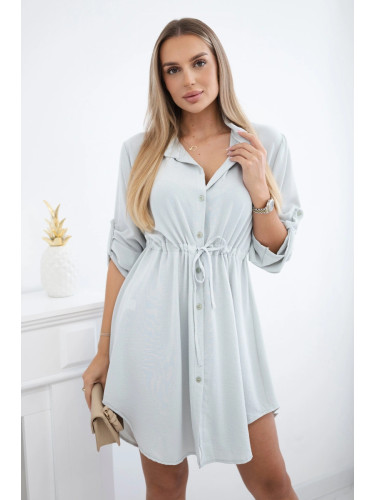 Kesi Włoski Dress with button closure and tie at the waist bright green