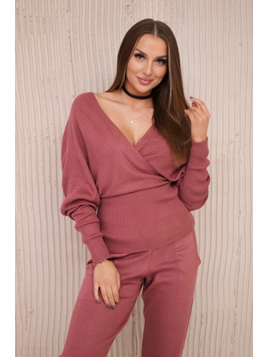 Sweater set two-piece dark pink