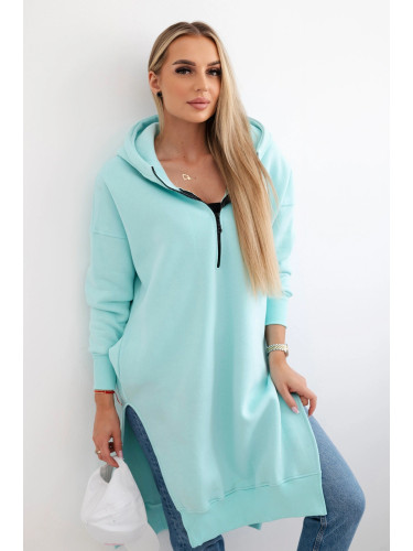 Women's insulated sweatshirt with slits on the sides - mint