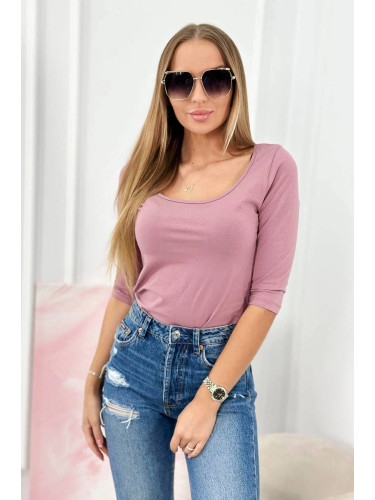 Blouse with round neckline dark pink
