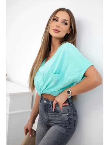 Cotton blouse with mint pocket