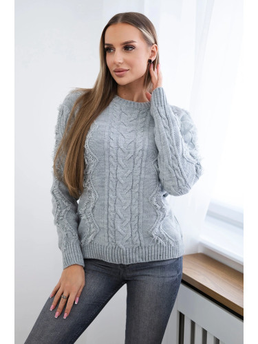 Sweater with cable weave in gray color