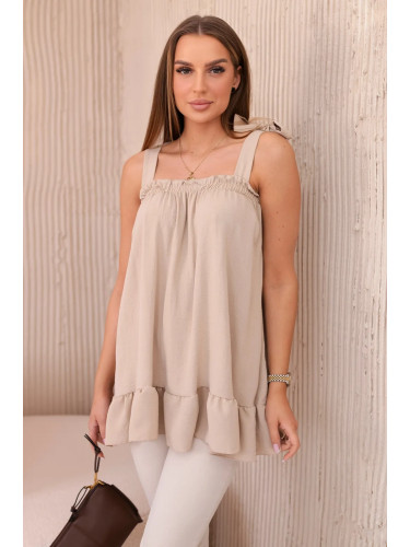 Blouse with bows beige