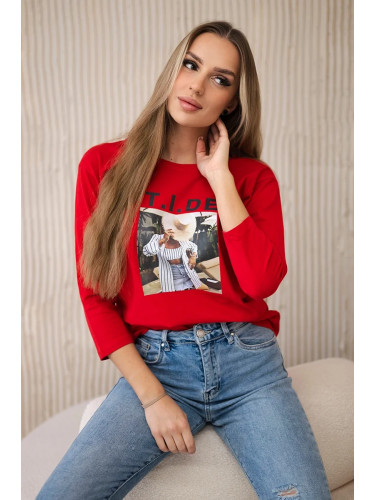 Blouse with Tide red print