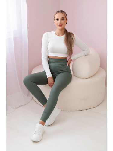 Striped leggings trousers dark mint