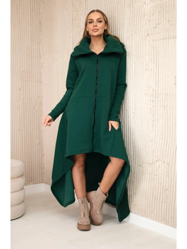 Insulated dress with longer sides in dark green color
